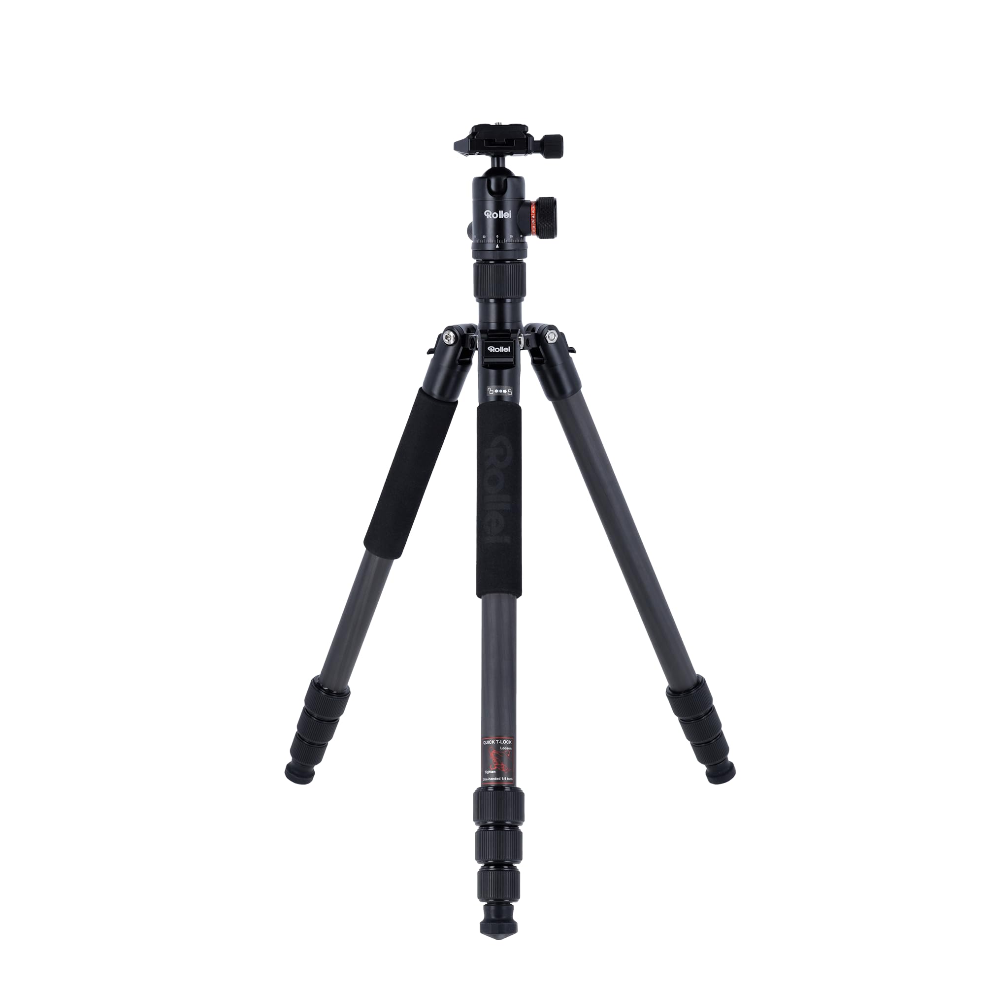 Rollei Statyw węglowy C6i, kompatybilny z Arca Swiss - konwertowalny na monopod - w zestawie panoramiczna głowica kulowa i kolumna centralna redating do makrofotografii - czarny