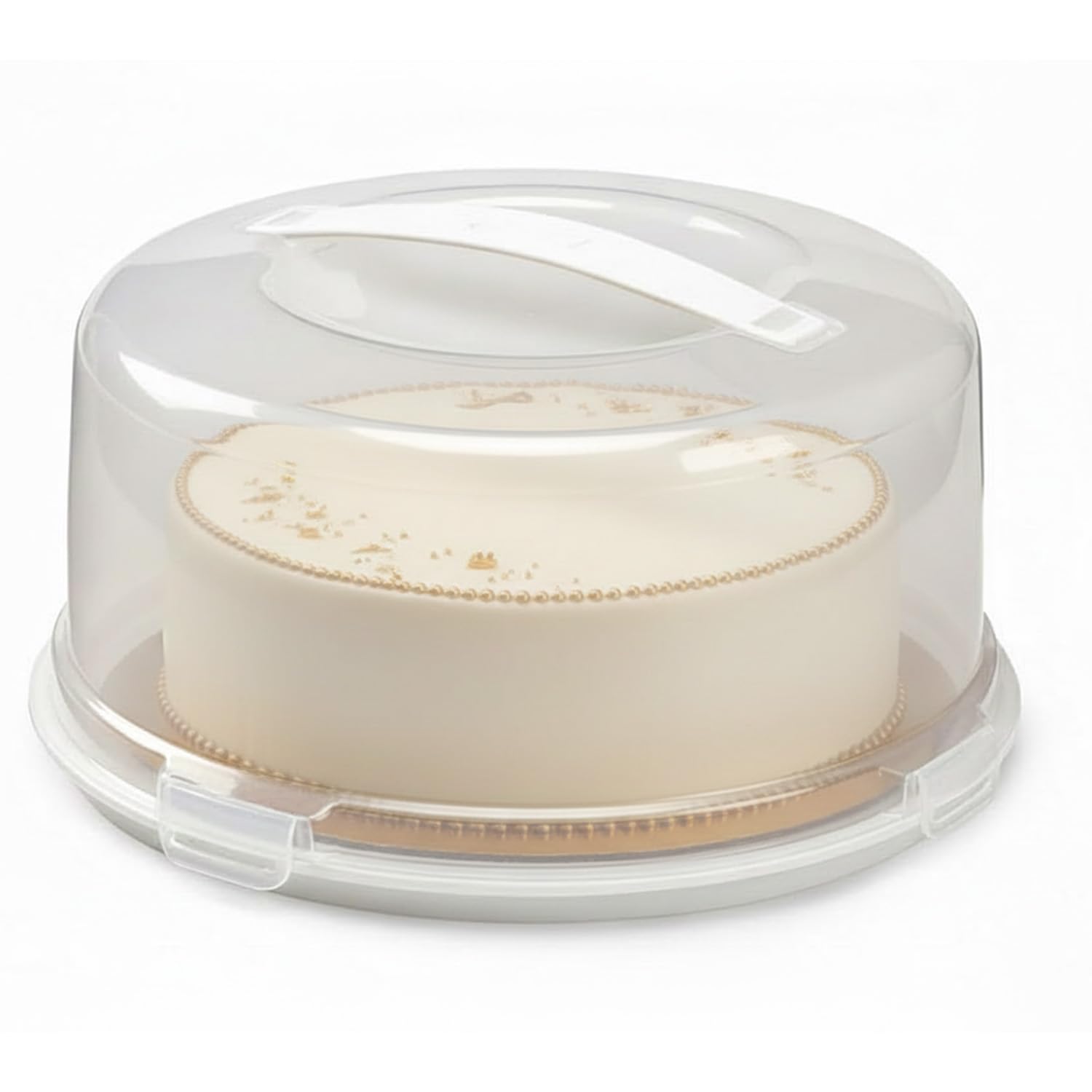 Besto Transparent Plastic Cake Box With Lid | Round Cake Carrier With Handle & Lockable Clips | Airtight Cake Container For Cakes, Pies & Pastries