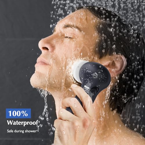 Facial Cleansing Brush Face Scrubber: COSLUS 7in1 JBK-D Electric Exfoliating Spin Cleanser Device Waterproof Deep Cleaning Exfoliation Rotating Spa Machine - Electronic Skin Care Wash Spinning System