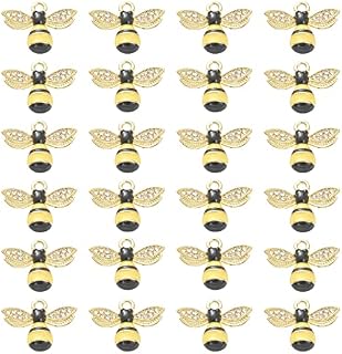 SUNNYCLUE 1 Box 24PCS Alloy Enamel Bee Charms Gold Honey Bees with Crystal Rhinestone Pendant for Jewelry Making Charm Necklaces Bracelets Earrings DIY Crafting Supplies Accessories