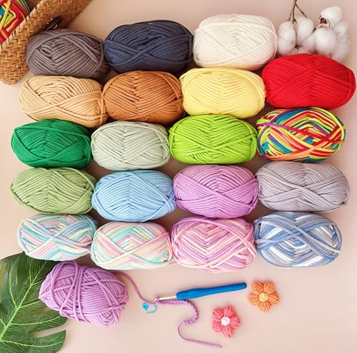 100gx2 Chunky Cotton Crochet Yarn with 4mm Hook, Soft Non-Split Thick Yarn for Amigurumi DIY Gifts, Home Decor, Beginner Projects (mixgreen x 2) - Image 6