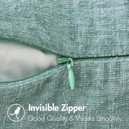 Image of MIULEE Pack of 2 Couch Throw Pillow Covers 16x16 Inch Soft Aqua Green Chenille Pillow Covers for Sofa Living Room Spring Home Decor Couch Solid Dyed Cases