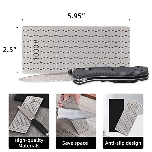 4 Pieces Diamond Sharpening Stone Fifchall Honing Stone Diamond Stone Lapping Plate Fine Coarse Bench Stone For Kitchen Sharpening Blade Blunt Chisel, 400, 600, 1000, 1200 Grit, With Angle Guide #TOP1