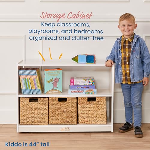 Image of ECR4Kids 2-Shelf Mobile Island Storage Cabinet, Classroom Furniture, White Wash