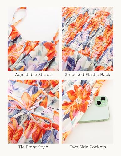 Image of GRACE KARIN 2026 Women's Spaghetti Vacation Sundress Summer Beach Flowy Boho Floral Maxi Dresses with Pockets