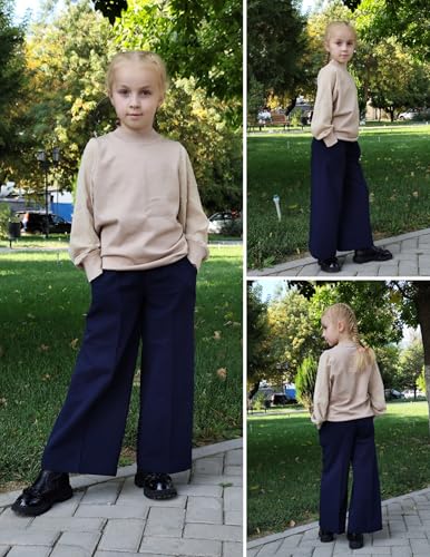 Image of Arshiner Girls Puff Long Sleeve Sweaters Crewneck Lace Polka Dot Casual Knit Tops Pullover Jumper Outwear for Kids