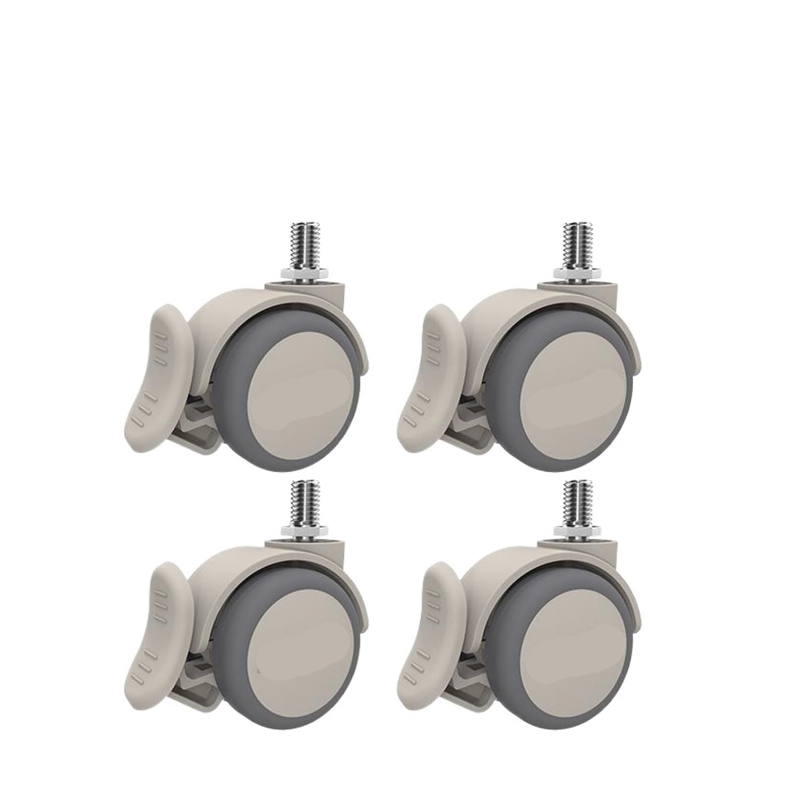 Mxxdmopd M10-C 4 Pieces/Lot Gray 2-Inch M6/M8/M10/M12 Screw Swivel Caster With Brake And Soft Rubber(M10-C)