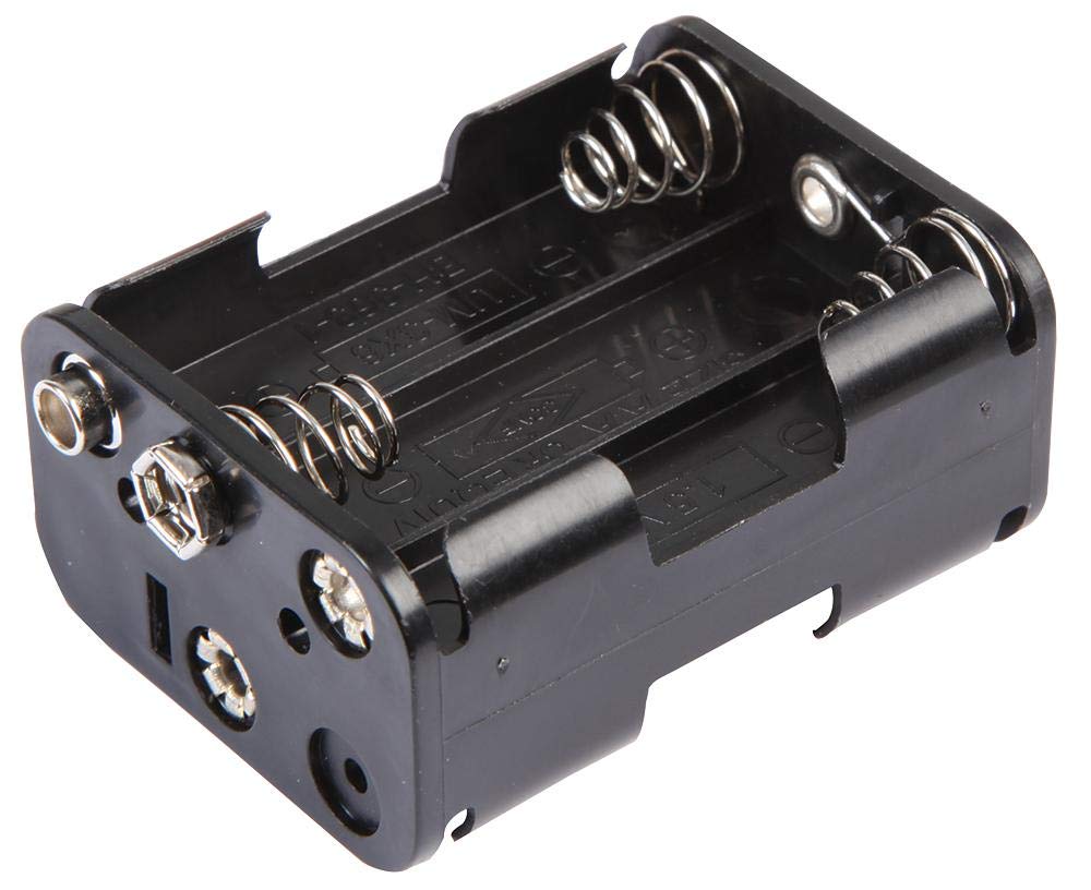 MULTICOMP PRO 6x AA Battery Holder – Snap-On Coil Spring Contacts, Black Plastic