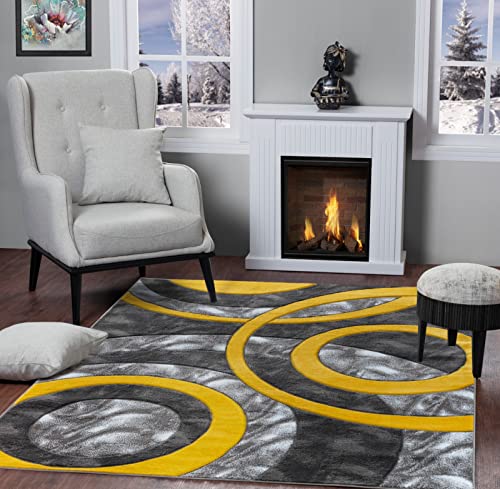 Tapete moderno GLORY RUGS 5x7 amarillos círculos geométricos miniatura 1