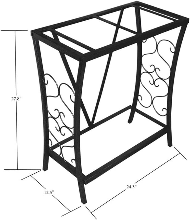 Contemporary 20 Gallon Metal Aquarium Stand, Powder-Coated Steel, Black Finish, Scroll Design, Moisture-Resistant for Aquariums or Terrariums, Easy Assembly, Home or Office Use
