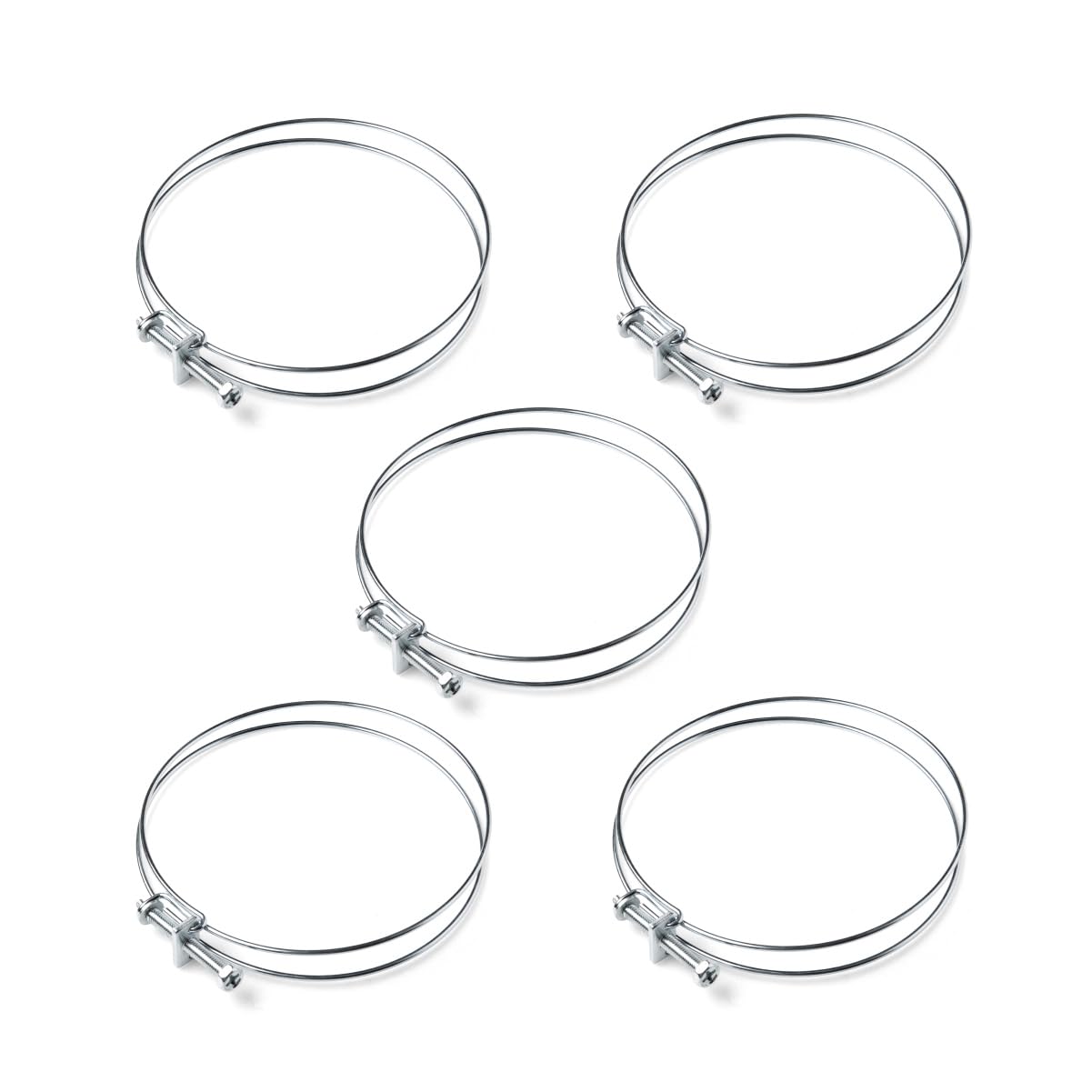 POWERTEC 5 Inch Double Wire Hose Clamp, 5 Pack (Color May Vary)