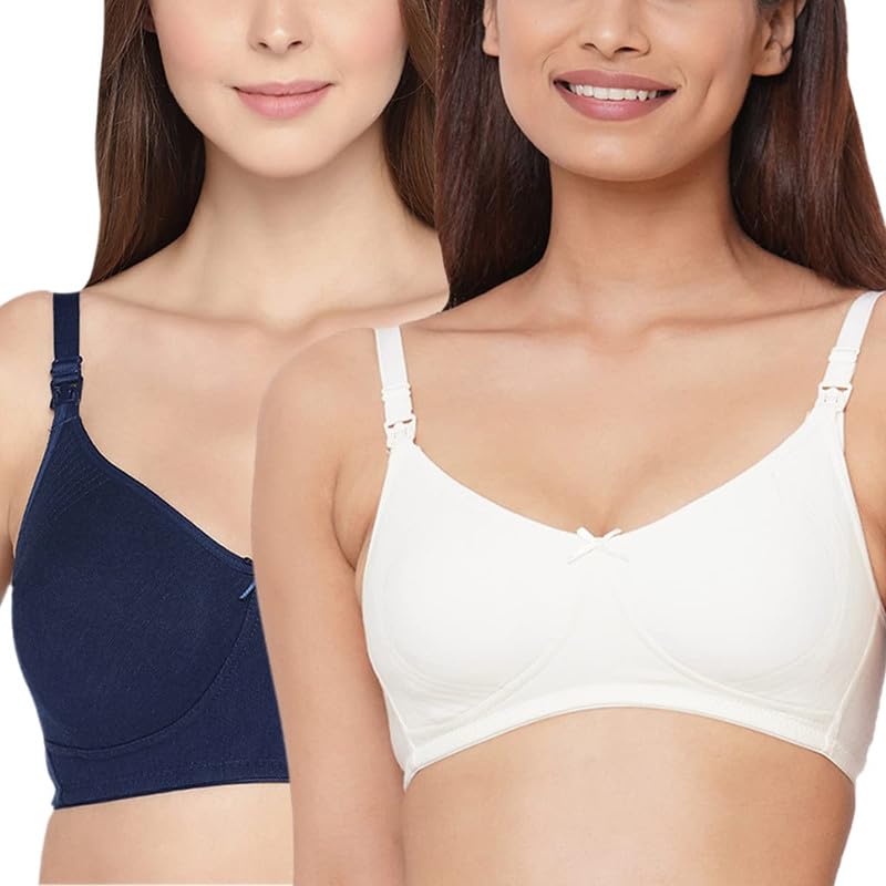 Image of Inner Sense Organic Cotton Bamboo Feeding Bra for Women Full Coverage I Non Padded Encircled Nursing Bra for Women with Side Support and Wirefree Design (Combo Pack)