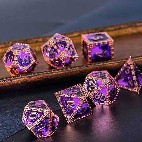 Dados de metal DND el regalo ideal de rol con diseño escala de dragón 2