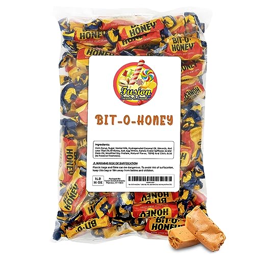 Bit-O-Honey Candy – 1 LB Bulk Bag – Individually Wrapped Retro Candy – Real Honey And Almond Taffy