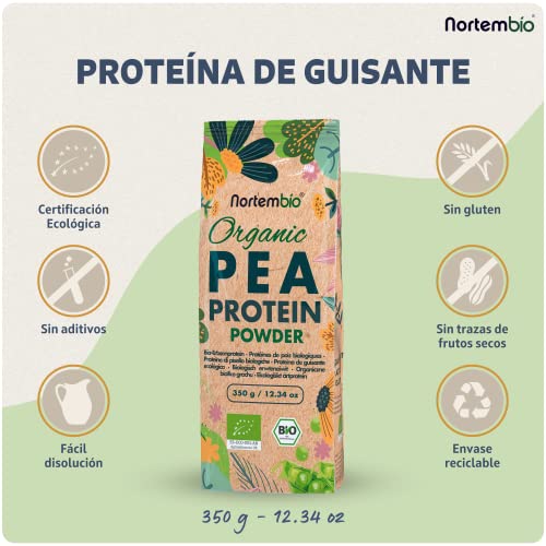 Nortembio-Proteina-ISO-Guisantes-350-g-Ecologica-Sin-Sabor-Origen-100-Natural-Proteina-de-Guisante-Aislada-para-Veganos-Pea-Protein-Isolate-En-Polvo-Sin-Azucares-ni-OGM-sin-Gluten