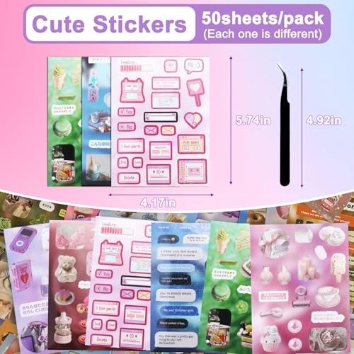 Image of 700Pcs Cute Scrapbook Stickers Travel Japanese Sticker Book for Adult Kawaii Korean Stickers for Journaling Heisei Retro Aesthetic Sticker Manga Style Decor for DIY Crafts Junk Journal Gifts Secret