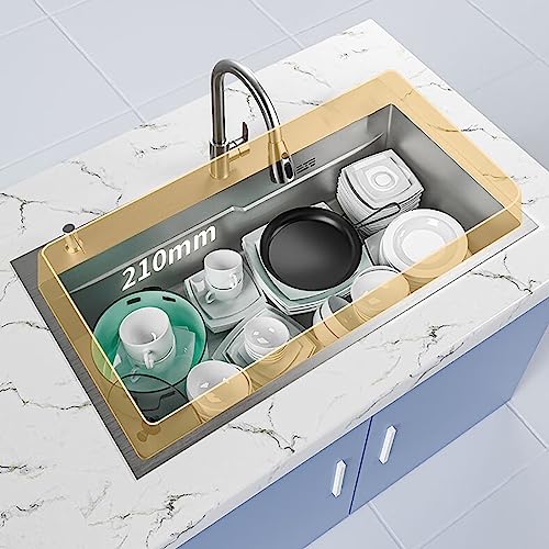 Évier de cuisine inox évier à poser avec panneau bois massif - 8
