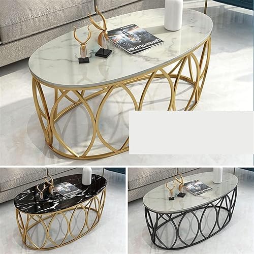 Image of Nordic Oval Low Table with Thick Wooden Top for Apartment Living Room Sofa and Coffee Table for Your Luxurious Living Space - Damp-Resistant Home Center Table Black Gold