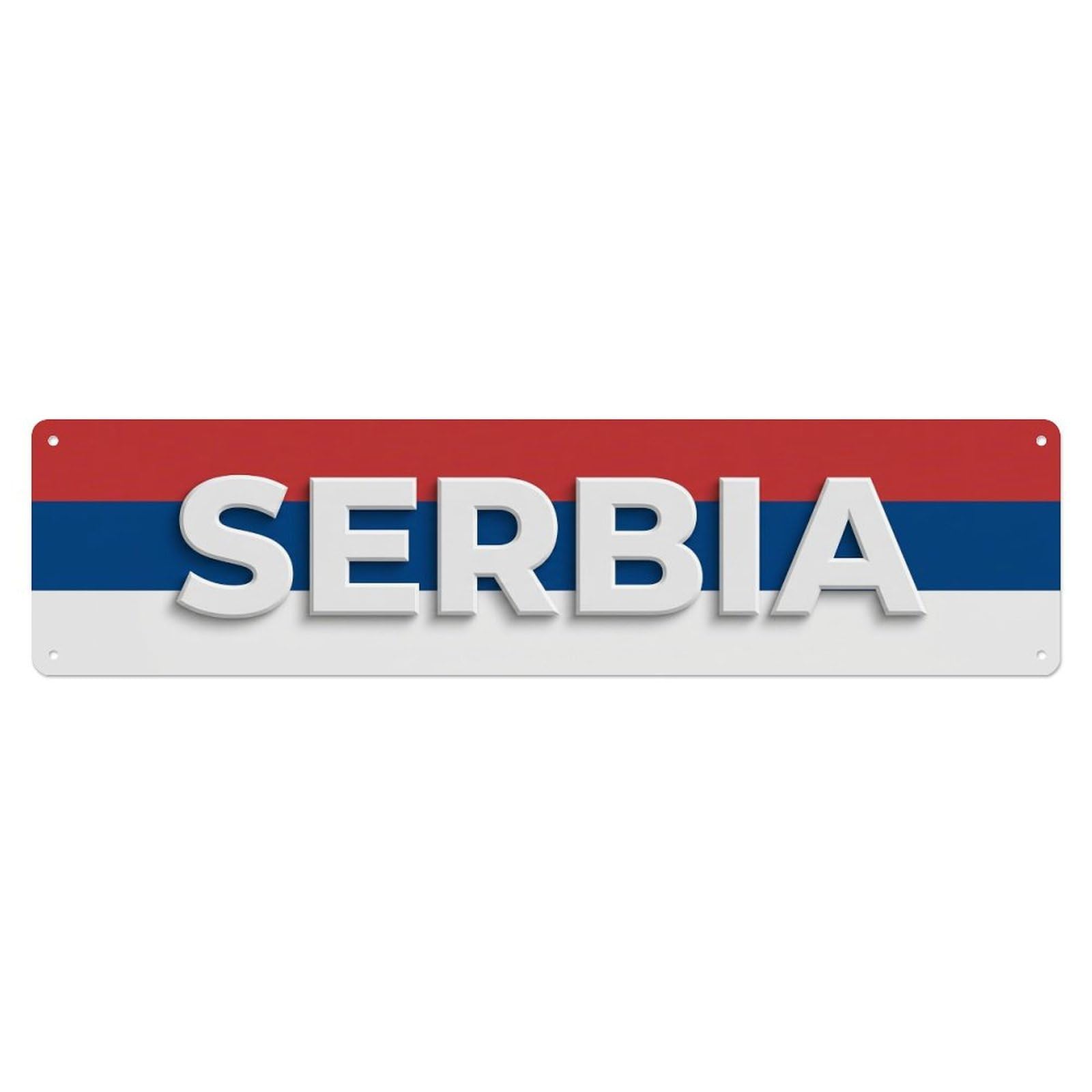Metal Tin Sign Vintage Serbia Flag Pattern