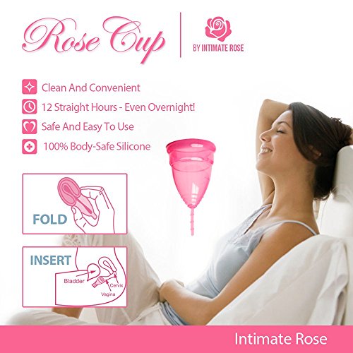 Intimate Rose Menstrual Cup is Perfect for Beginners - 12 Hour Period Protection with FDA Approved Silicone - More Comfortable Than Others - Eco-Friendly Alternative to Pads & Tampons