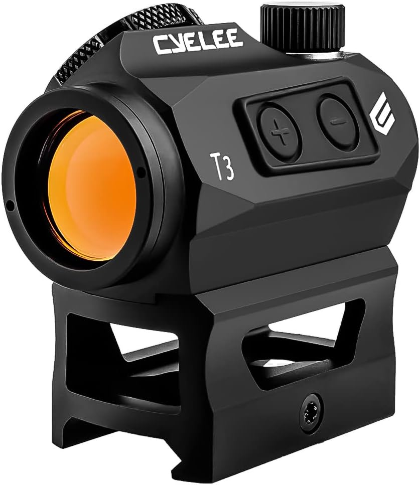 Cyelee T3 Red Dot Sight for Rifles, 1x20mm 2MOA Shake Awake Reflex Sight, Picatinny Gun Sight with Absolute Co Witness Riser