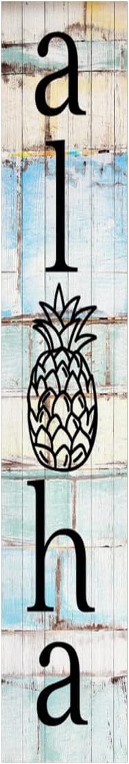 48" H Wooden Aloha Porch Sign Vertical Porch Décor Hanging Signs Holiday Decorations for Front Door Wall Display