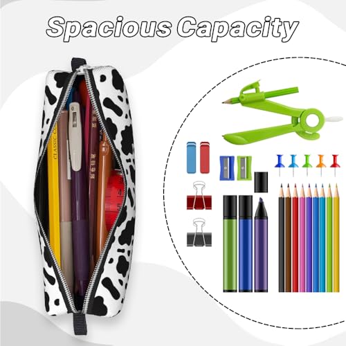 Image of Cow Print Pencil Case for Girls Boys Small Leather Pencil Pouch Pencil Bags with Zipper for School Office College Back to School Gifts
