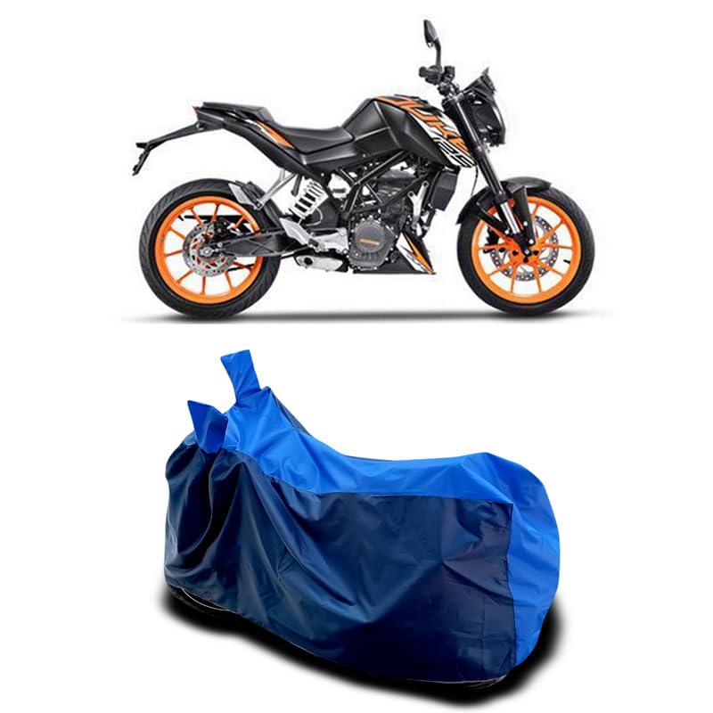 Image of DUFFEL-Two Wheeler Bike Body Cover Compatible for KTM 125 Duke Heat Protectio /UV-Rays /Birds Dropping /DustProof /Waterproof All Variants [Nevay Blue]