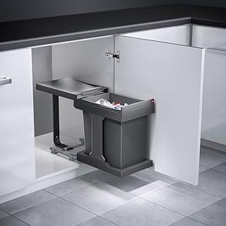 Kitchen Inventions Hailo Solo 20 Liters (21.1 qrt) Manual Low Height Pullout Trash Can System with Fixed Lid