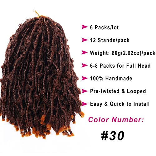 Butterfly Locs Crochet Hair 14Inch Pre Looped Distressed Handmade Butterfly Locs Faux Crochet Braids Hair Synthetic Crochet Twist Braiding Hair 12Strands/Pack (6 Packs 14", 30#) #TOP2