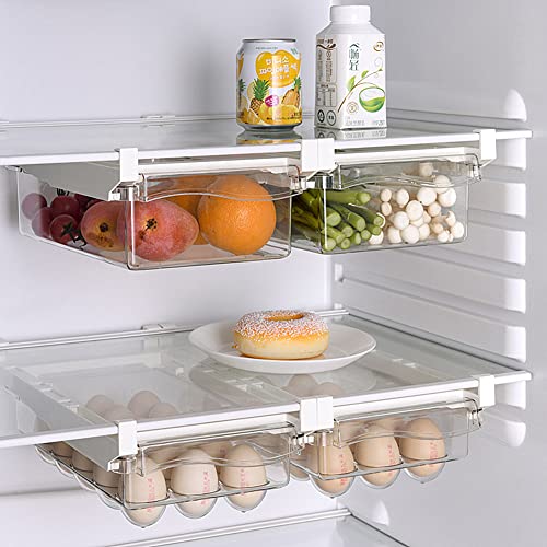 Meihaome Egg Holder For Refrigerator,Egg Storage Drawer For Refrigerator, Fridge Drawer Organizer Pull Out Egg Trays,Fit For Fridge Shelf Under 0.6" #TOP4
