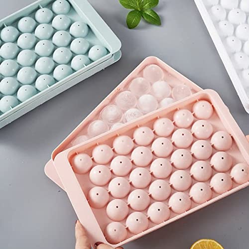 SAMEZONE Reusable Flexible Round Ice Cube Trays 33 Cavity Ice Cube Tray with Lid Trays for Freezer Moulds Small Cubes Whiskey Fridge Bar Soft Ice Cube Tray (Multicolor) Pack of 1