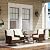 Outsunny 4 Piece PE Rattan Outdoor Patio Furniture Set, Wicker Conversation Set with 2 Swivel Rocking Chairs, 2-Tier Glass Table and Loveseat for Garden, Patio, Poolside, Cream White