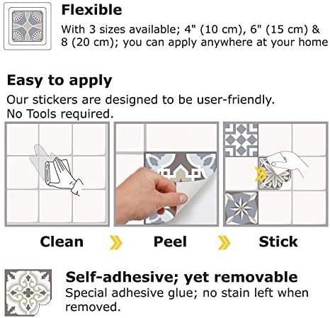 WALPLUS 10cm 24 pcs Limestone Mosaic Wall Tile Stickers Peel and Stick Backsplash Self-Adhesive Decals Home Decor Living Room DIY Splashbacks Spring Easter Decoration Tile Paint Stick on Tiles Ideas