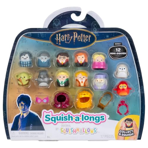 Squish-a-longs SQAL0108 - Harry Potter 12er Pack Welle 1 Stil 1 enthält 12x 2 5 cm Mini-Squish mit 4X Accessoires 1x Ring und 1x Collectors Guide - Sammeln Tauschen und Spielen