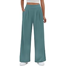 Women's Wide Leg Pants Elastic High Waist Casual Palazzo Pants Trousers with Pockets