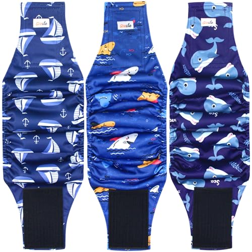 Image of Reusable Dog Diapers Male 3Pcs, Premium Washable Belly Bands for Male Dogs Large, High Absorbing Male Dog Wraps for Doggie Puppy Excitable Urination and Training(Sailboat, L)