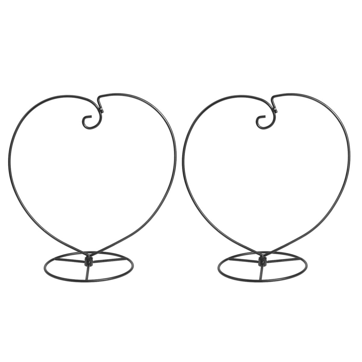 Vosarea Black 2Pcs Ornament Display Stand Iron Hanging Heart Shaped Rack Holder For Hanging Glass Globe Air Plant Terrarium Witch Ball Home Wedding Decoration