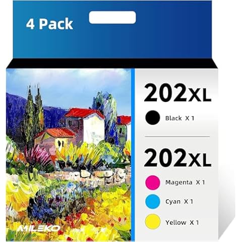 202XL Ink Cartridges Remanufactured Replacement for Epson 202 XL 202XL T202 XL Ink Cartridges to use with Epson Workforce WF-2860 Home XP-5100 All-in-One Inkjet Printer (4 Pack) Cover