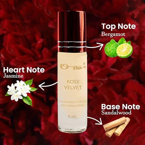 Image of Ossa Rose Velvet Concentrated Perfume 6ml | Alcohol Free Roll On Attar For Men And Women | Premium Long Lasting Unisex Fragrance With Floral, Fruity And Woody Notes For A Distinctive Scent Experience