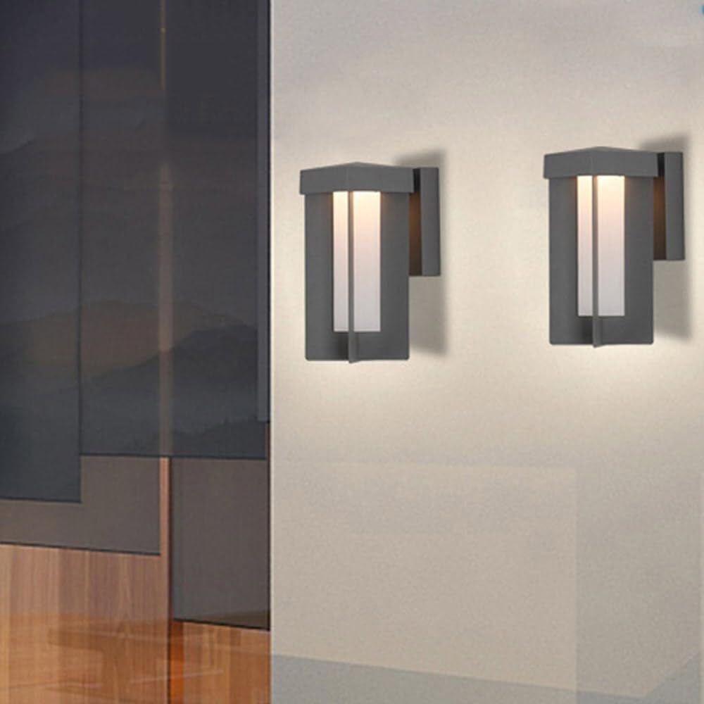 Applique Murale carrée en Verre dépoli, Applique d'extérieur à LED en Aluminium Noir, lumière Chaude, luminaire câblé pour terrasse, Garage, Porte, entrée, Couloir
