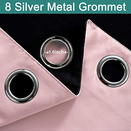 Image of Yakamok Full Blackout Curtains 84 Inches Long,Blackout Curtain Panels for Bedroom, 2 Thick Layers Grommet Top Thermal Insulated Drapes with Black Liner for Living Room(Pink, Set of 2)