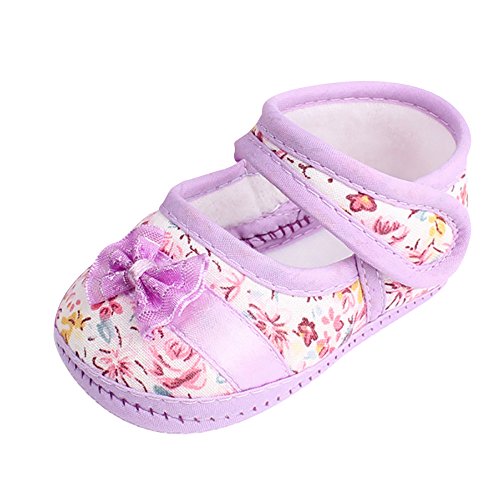 DAY8 Chaussure Bébé Fille Été Princesse Chaussure Bébé Fille Premier Pas Bapteme Chic Bowknot Fleur Chaussures Fille Anti Derapante Sneakers Baskets Mode Pas Cher Printemps (12(6-12 Mois), Violet) Cover