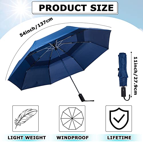 Reginary 3 Pcs Automatic Open Close Golf Umbrella Folding Windproof Travel Umbrellas 54 Inch Collapsible Umbrella Double Vented Canopy Lightweight Large Umbrella, Black, Navy, Grey #TOP4