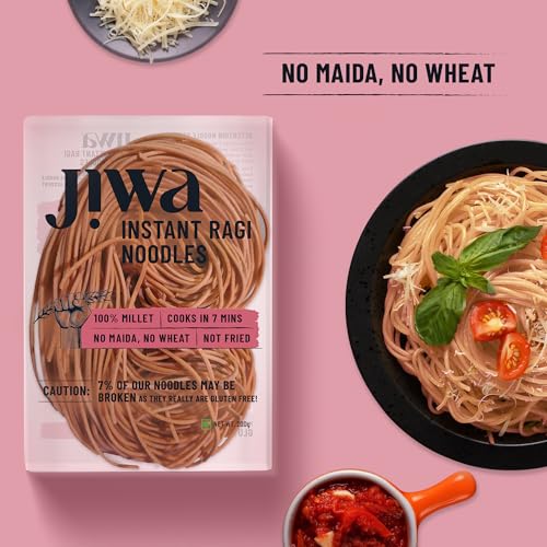 Image of Jiwa Instant Ragi Noodles | Cooks In 7 minutes | Ready To Cook | 100% Millet | No Maida, No Atta | Not Fried | Gluten Free | 200 G (Pack of 2)