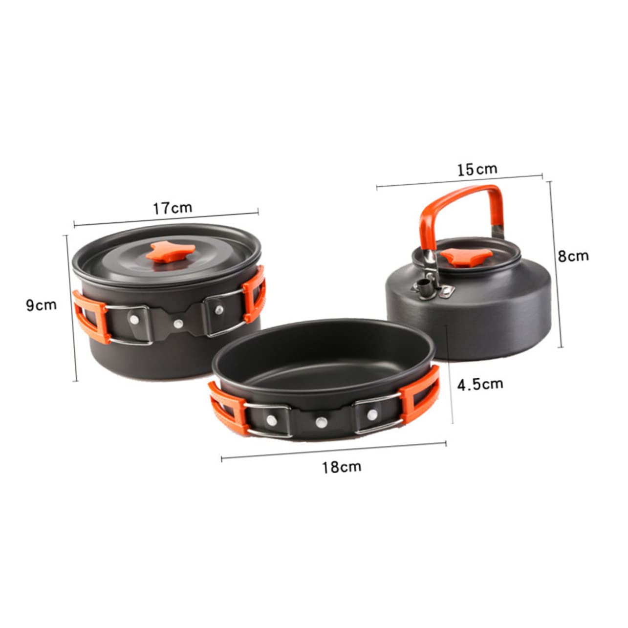Happyyami 1Set Combination Cooking Portable Camping Cookware with Durable Cooking Pan Teapot for Outdoor BBQ Hiking and Camping Person Orange