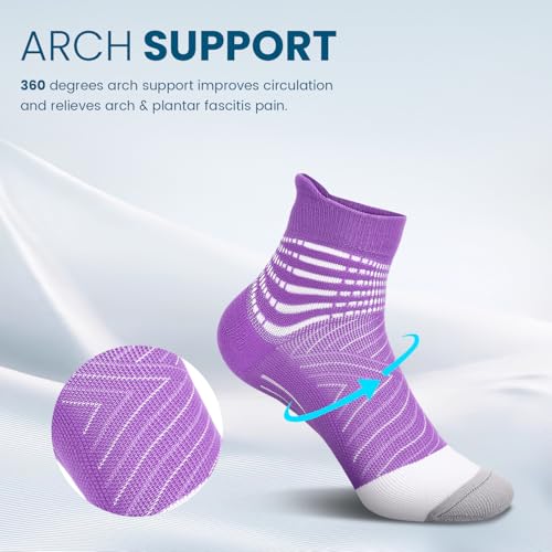 Image of IRAMY Compression Ankle Support Socks Women - Wicking, Cushioned Athletic, Plantar Fasciitis Relief 2 /3 /6 Pairs