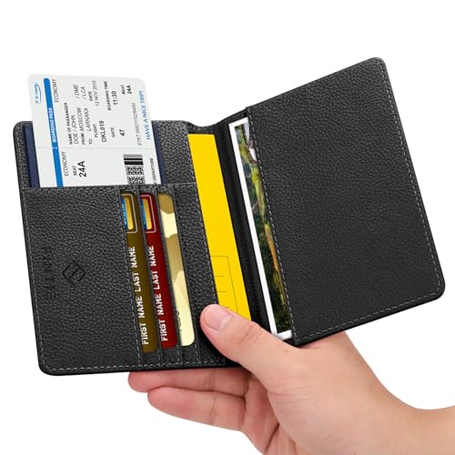 Image of FINTIE Passport Holder, Slim Travel Wallet RFID Blocking Card Case Cover Passport Cover Protector Essentials with Credit Card Slots for Women /Men | Slim