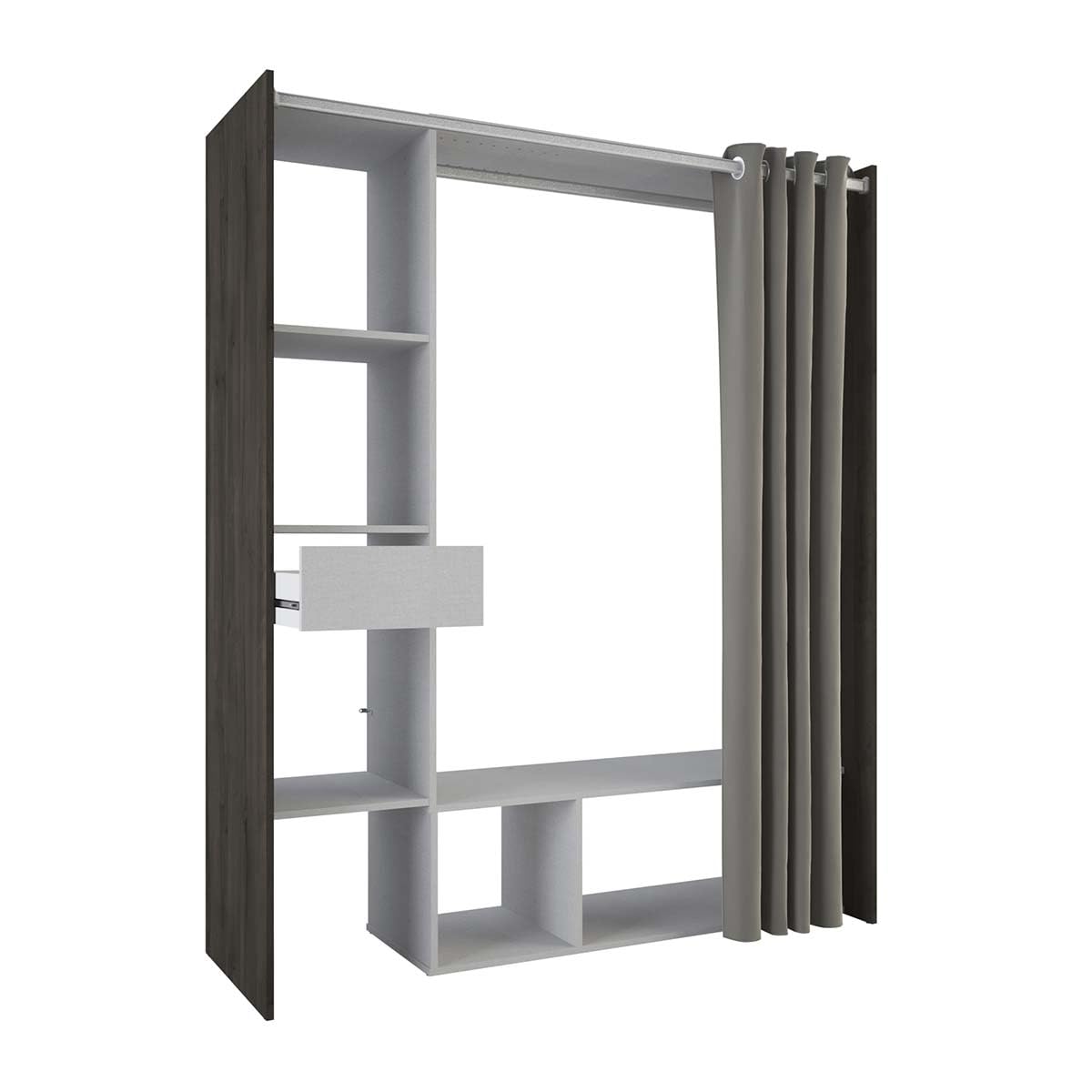 Kit dressing extensible MONTANA - Décor chene Waterford - 1 Tiroir - L 115/150 x P 50,1 x H 187 cm - Fabrication France - DEMEY