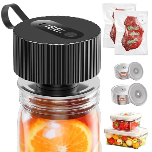 Image of Electric Mason Jar Vacuum Sealer, Upgraded Handheld Vacuum Sealer Kit for Food Storage, Cordless Jar Sealer for Wide & Regular Mouth Jars, Bags, Containers